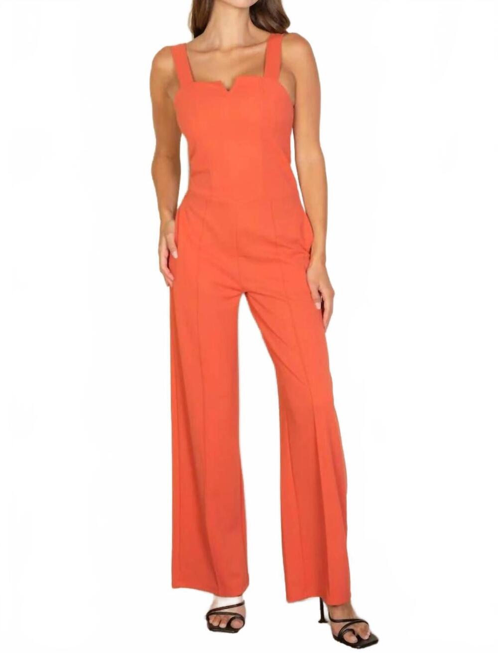 NEW CAPELLA notched neck cami jumpsuit in rust